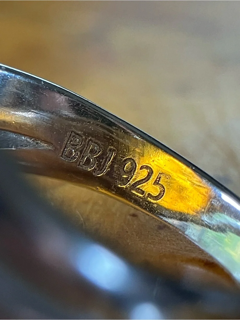 Genuine Amber Sterling Silver Ring Size 6